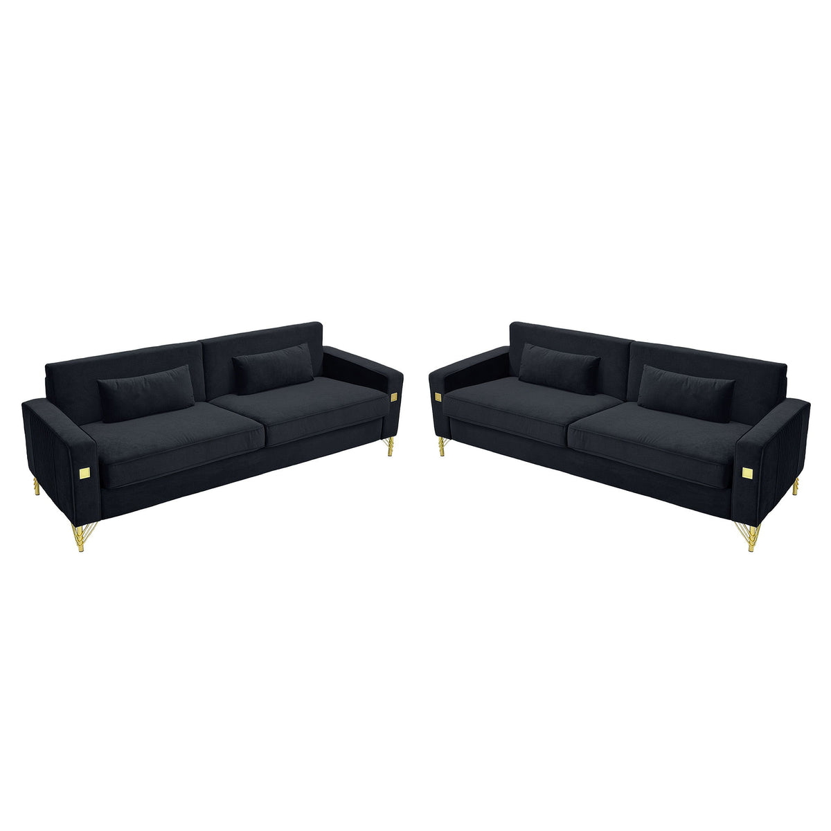 2 Pieces Sofa Sofa Set With Removable Cushions For Home Apartment