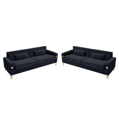 2 Pieces Sofa Sofa Set With Removable Cushions For Home Apartment