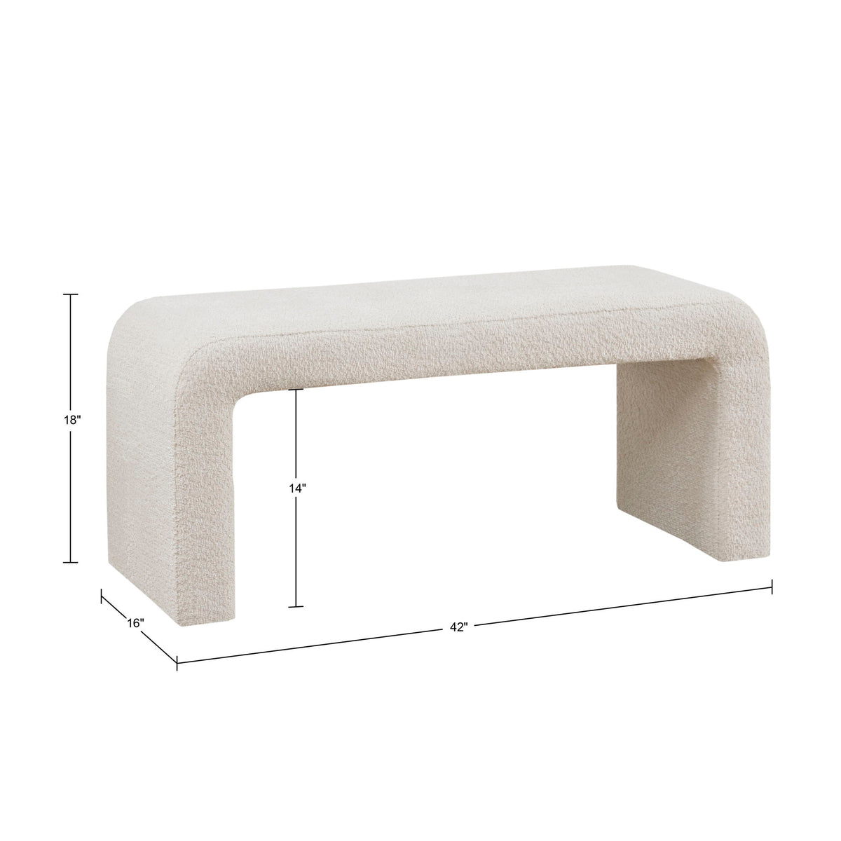 Modern Contemporary Boucle Waterfall Bench