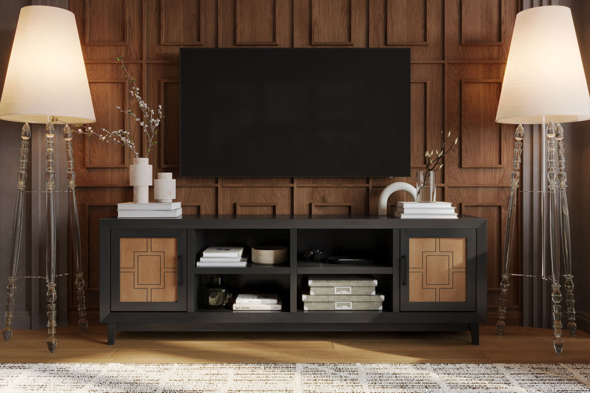 Ventura - 86" TV Stand - Black / Bourbon