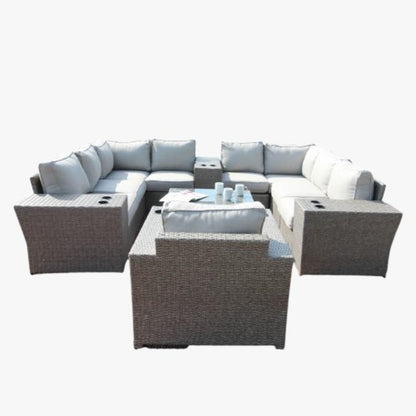 Outdoor 7 Person Conversation Set With Cushions, All Weather - Gray Mix