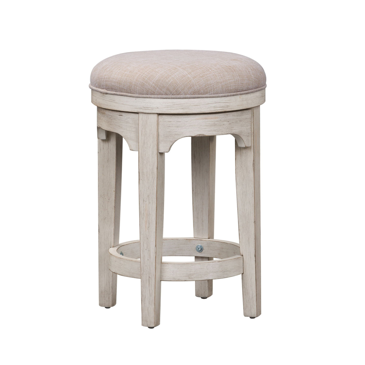 Farmhouse Reimagined - Console Swivel Stool - Antique White / Chestnut Tops