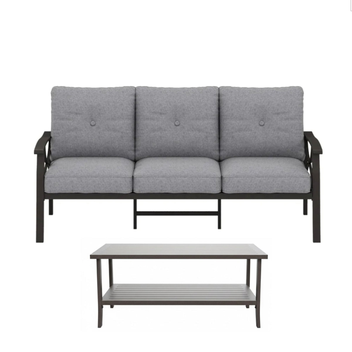 Patio Furniture Set, Coffee Table And Cushions For Backyard