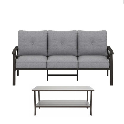 Patio Furniture Set, Coffee Table And Cushions For Backyard