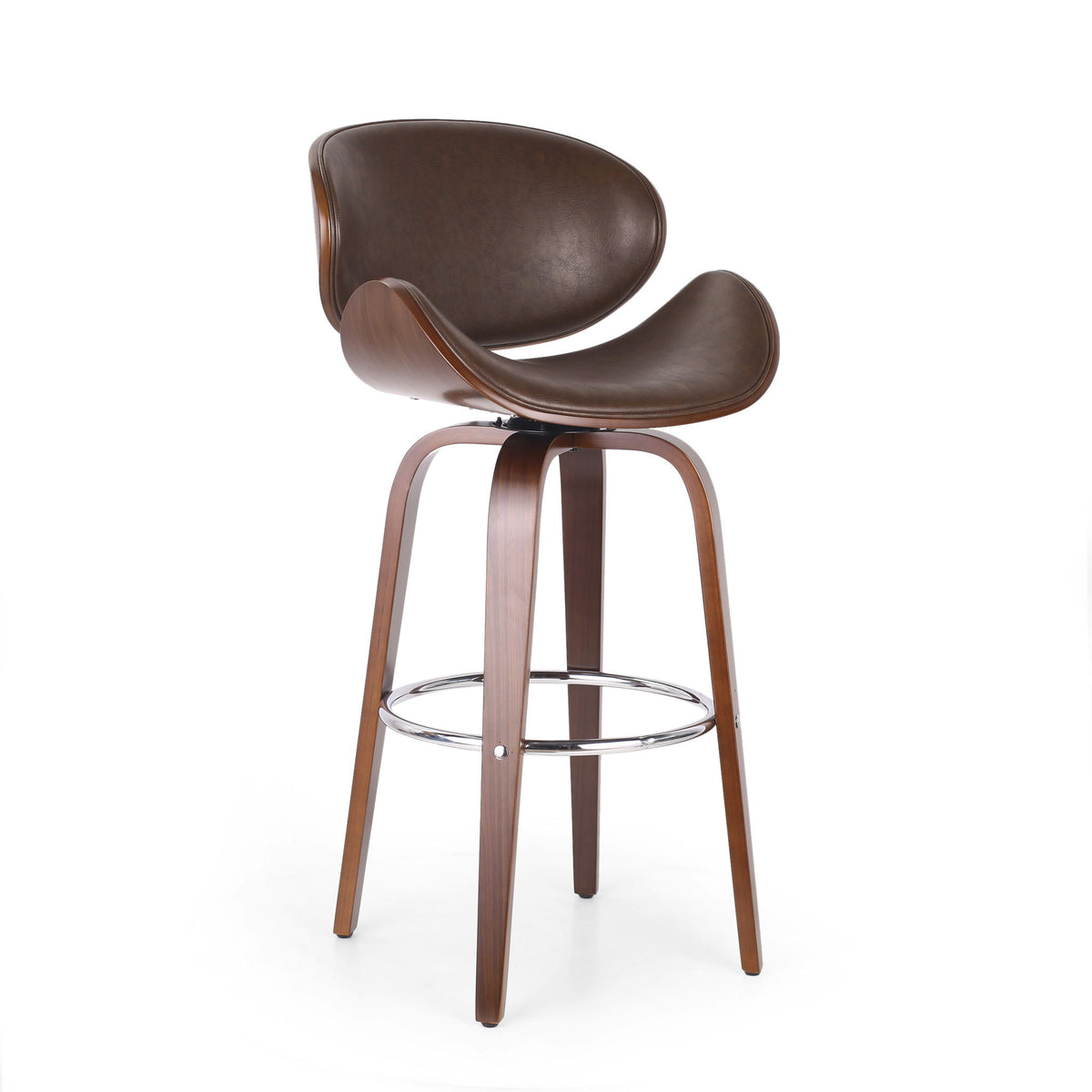 Lumos - Mid Century Modern Upholstered Swivel Barstool