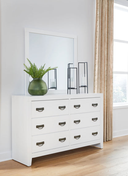 Binterglen - 5 Pc. - Dresser, Mirror, California King Panel Bed, 2 Nightstands - White