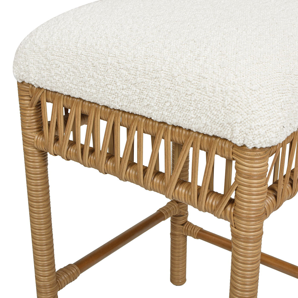 Lucia - Backless Upholstered Counter Stool With Frame - Ivory White
