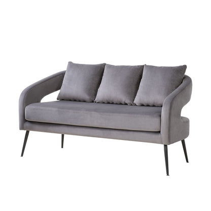 Open Back Loveseat Settee With 3 Pillows