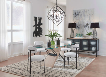 Aere - Four Door Ribbed Glass, Metal And Wood Sideboard - Natural Ash And Black