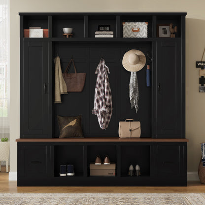 Hall Tree With Storage Bench, Entryway Coat Rack With Hooks