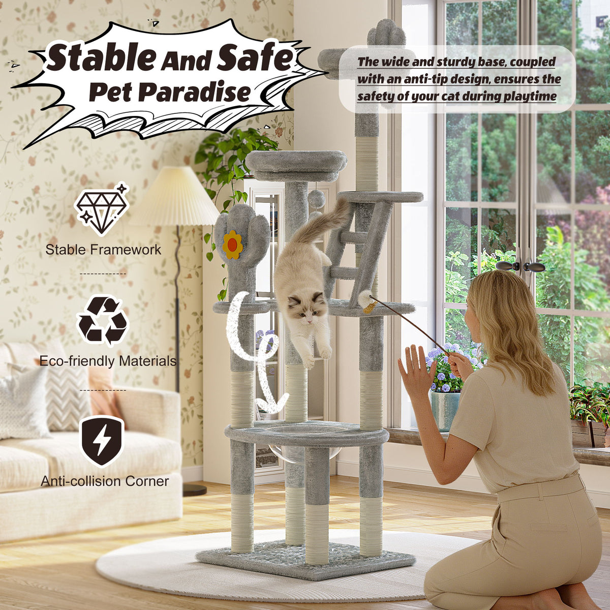 Cactus Cat Tree With Transparent Capsule
