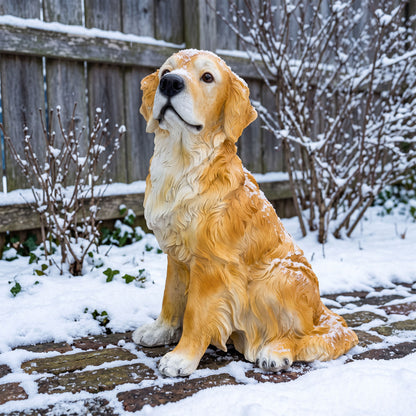 Golden Retriever Garden Statue, Dog Ornament For Backyards - Yellowish-Brown