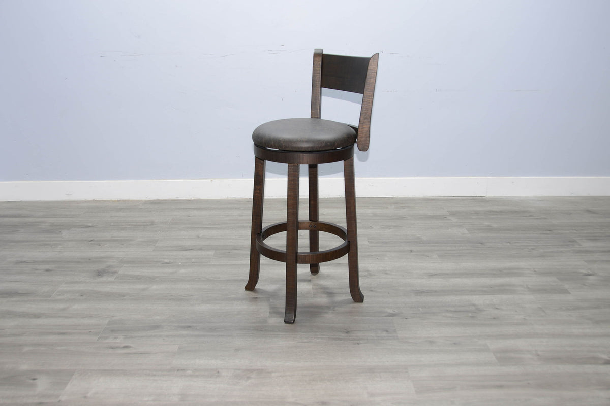 Homestead - 30"H Swivel Barstool, Cushion Seat & Back (Set of 2) - Dark Brown
