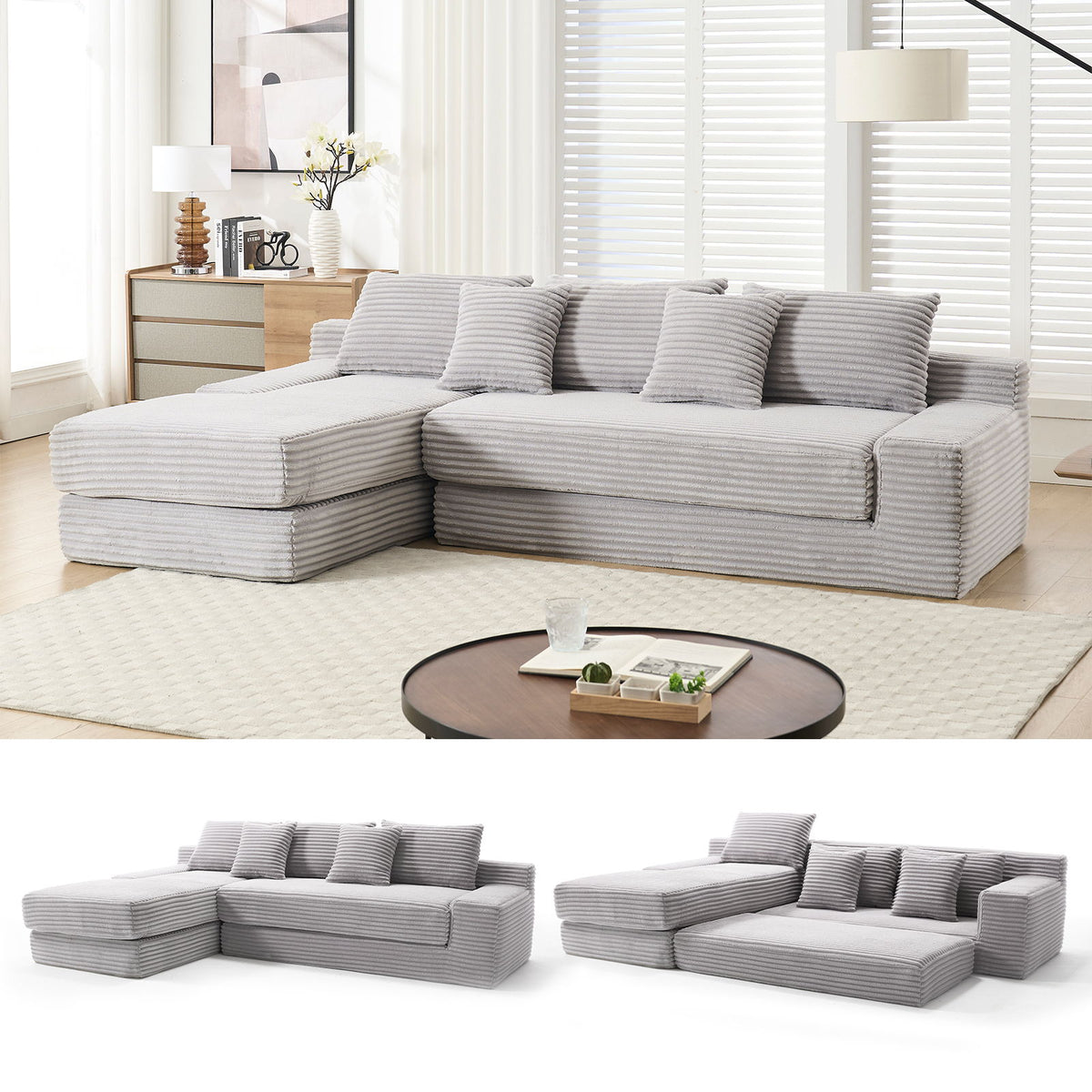 Modern L - Shaped Sectional Couch With Memory Foam