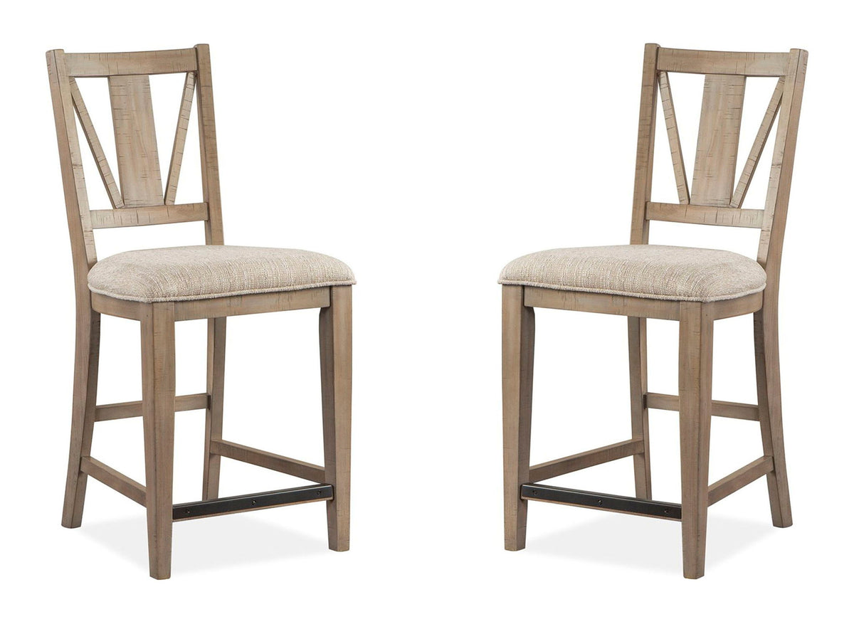 Paxton Place - Counter Chair With Upholstered Seat (Set of 2) - Dovetail Gray