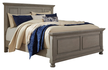 Lettner - 4 Pc. - Dresser, Mirror, Chest, King Panel Bed - Light Gray