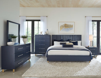 Argento - Five Drawer Chest - Navy Blue And Burnished Brass (2024)