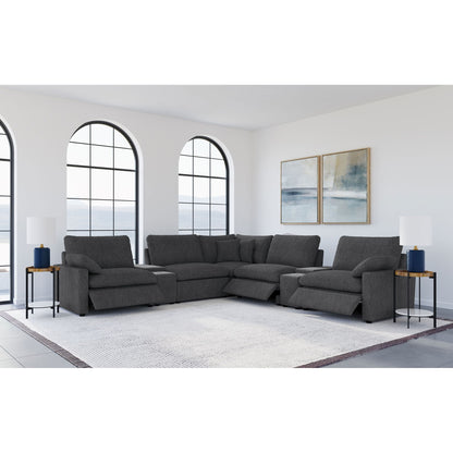Modular Power Reclining With Lift Top Consoles, 7 Piece Configuration - Dark Gray