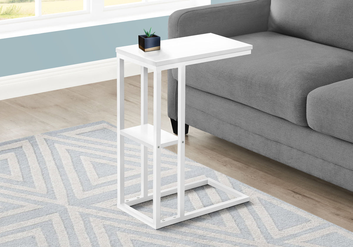 Accent Table, C - Shaped, Marble Look Contemporary & Modern Convenient Design