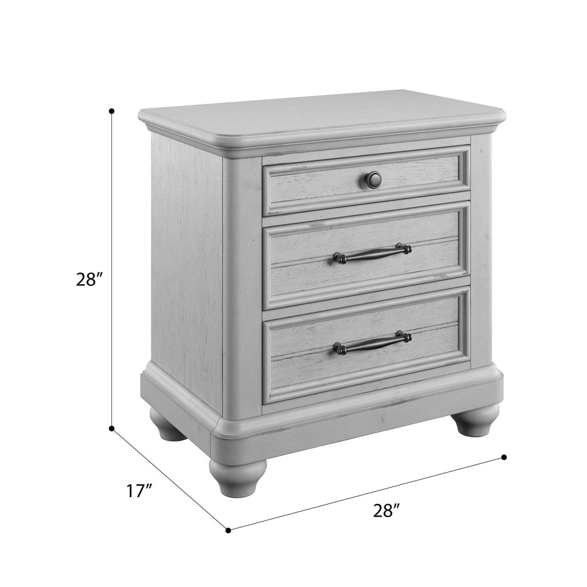 3 Drawer Nightstand With USB - Gray - Wood