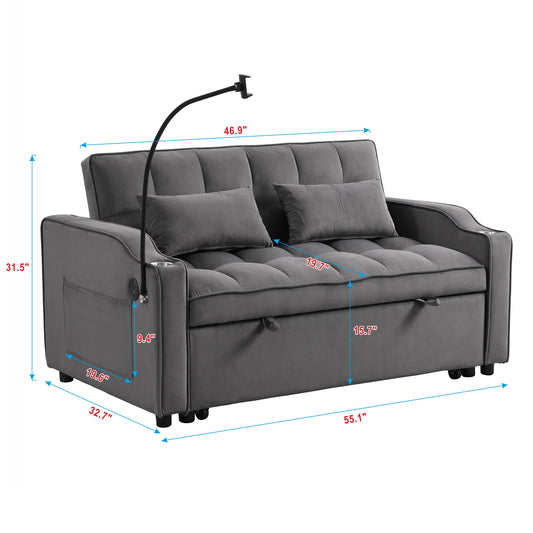 Sofa Bed With Trundle For Small Rooms - Dark Gray