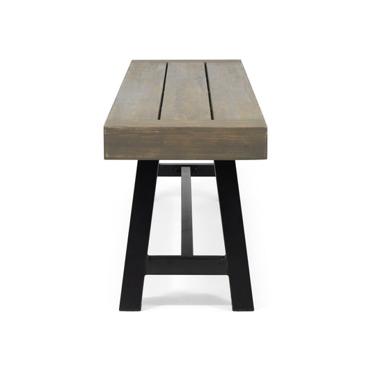 Outdoor Patio Bench - Gray / Black