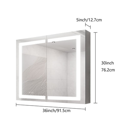 Medicine Cabinet With LED Vanity Mirror, Anti-Fog, Waterproof, Dimmable With Touch Switch