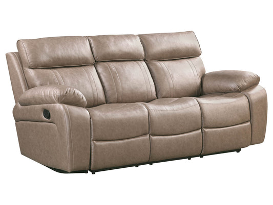 Theon - Faux Leather Manual Glider Reclining Sofa And Two Recliners - Stokes Toffee