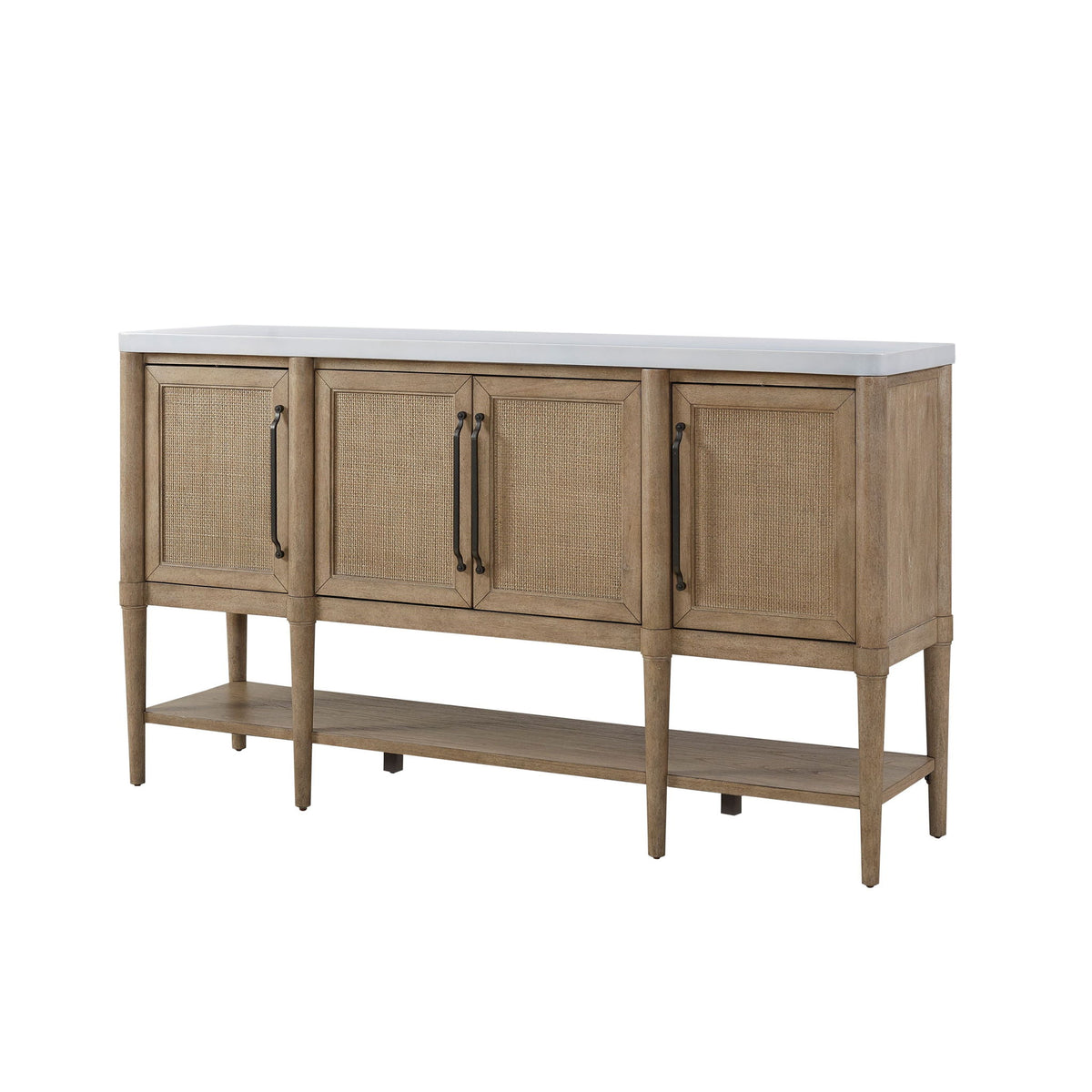 Cement Topped Server With Cane Insets - Sand