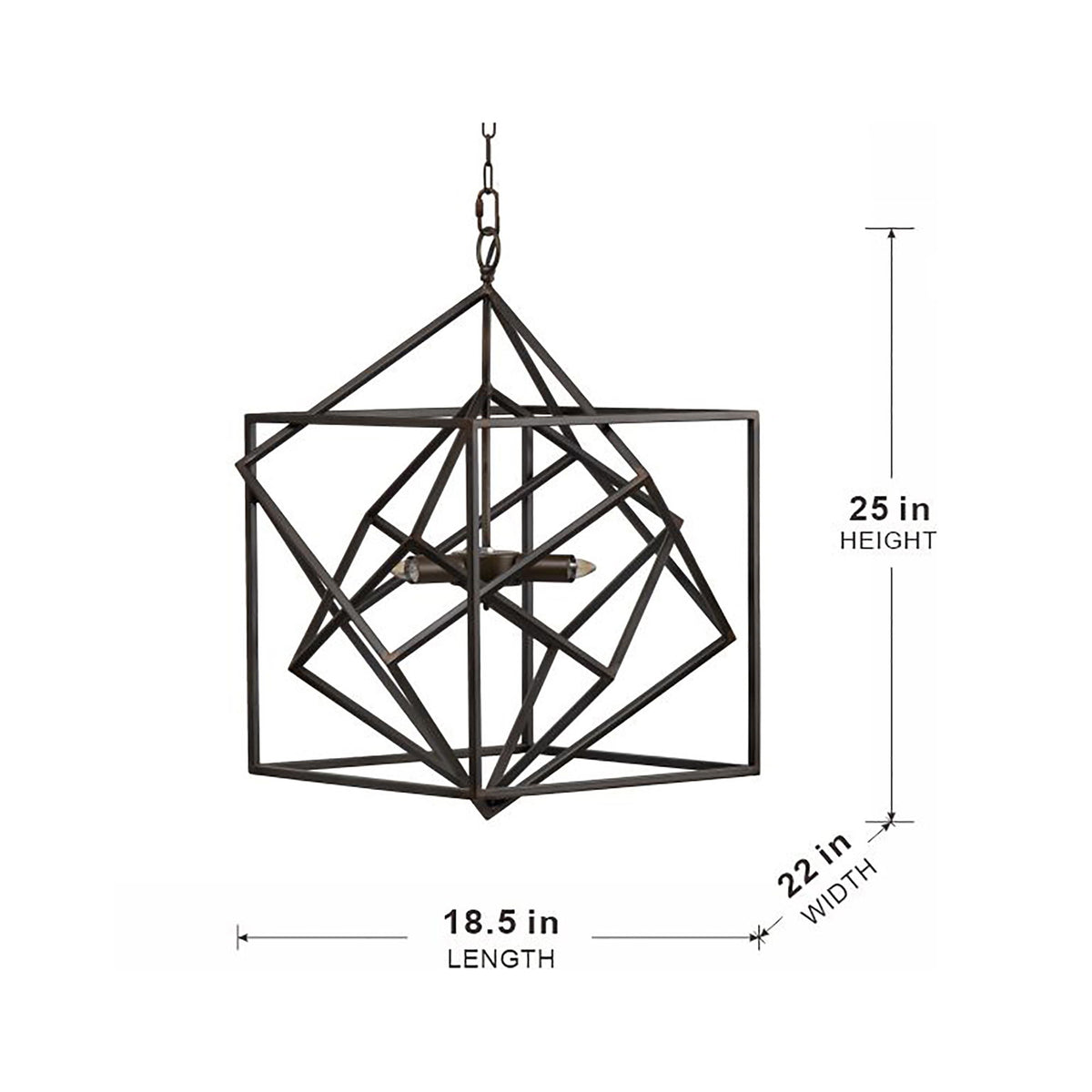 3 Light Metal Chandelier, Hanging Light Fixture With Adjustable Chain For Kitchen, Bulb Not Included - Black