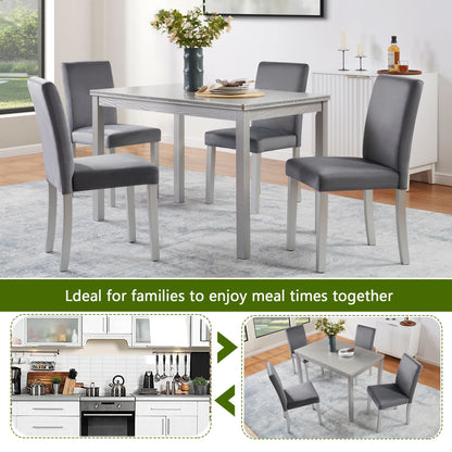 Dining Table Set, Table With A Rectangular Table And Upholstered Chairs