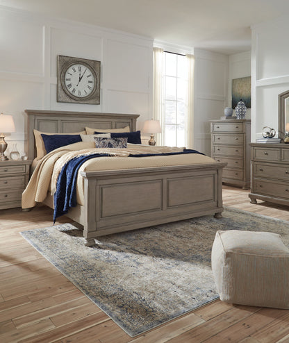 Lettner - King Panel Bed - Light Gray