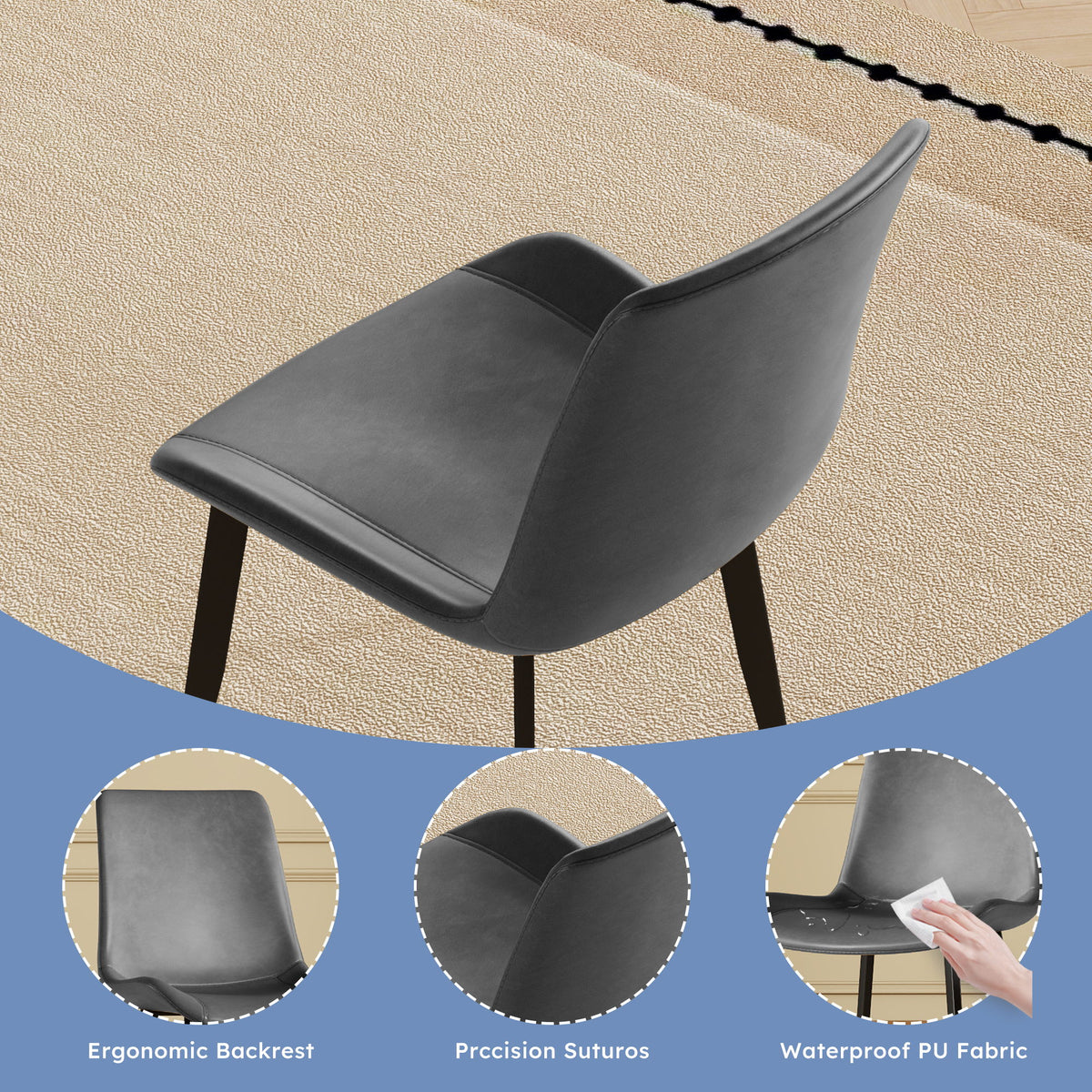 Modern Dining Chairs Ergonomic Design For Kitchen (Set of 4)