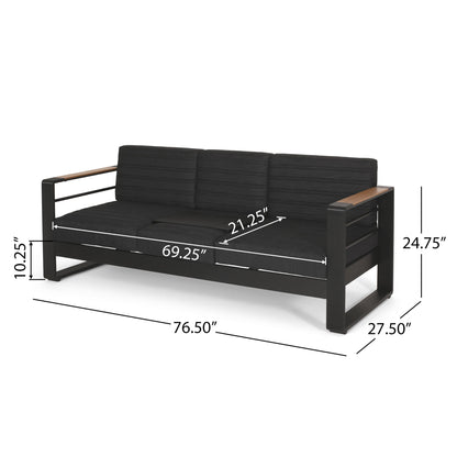 Giovanna - 3 Seater Sofa With Aluminum Frame And Water Repellence Cushions - Black