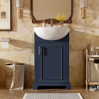 20" Bathroom Vanity With Bulged Sink, Freestanding Single Vanity Set, Soft Close Door