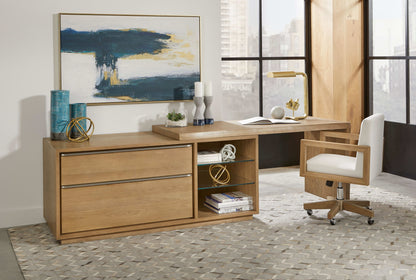 One - Live Edge Edge Executive Desk - White Oak And Glass