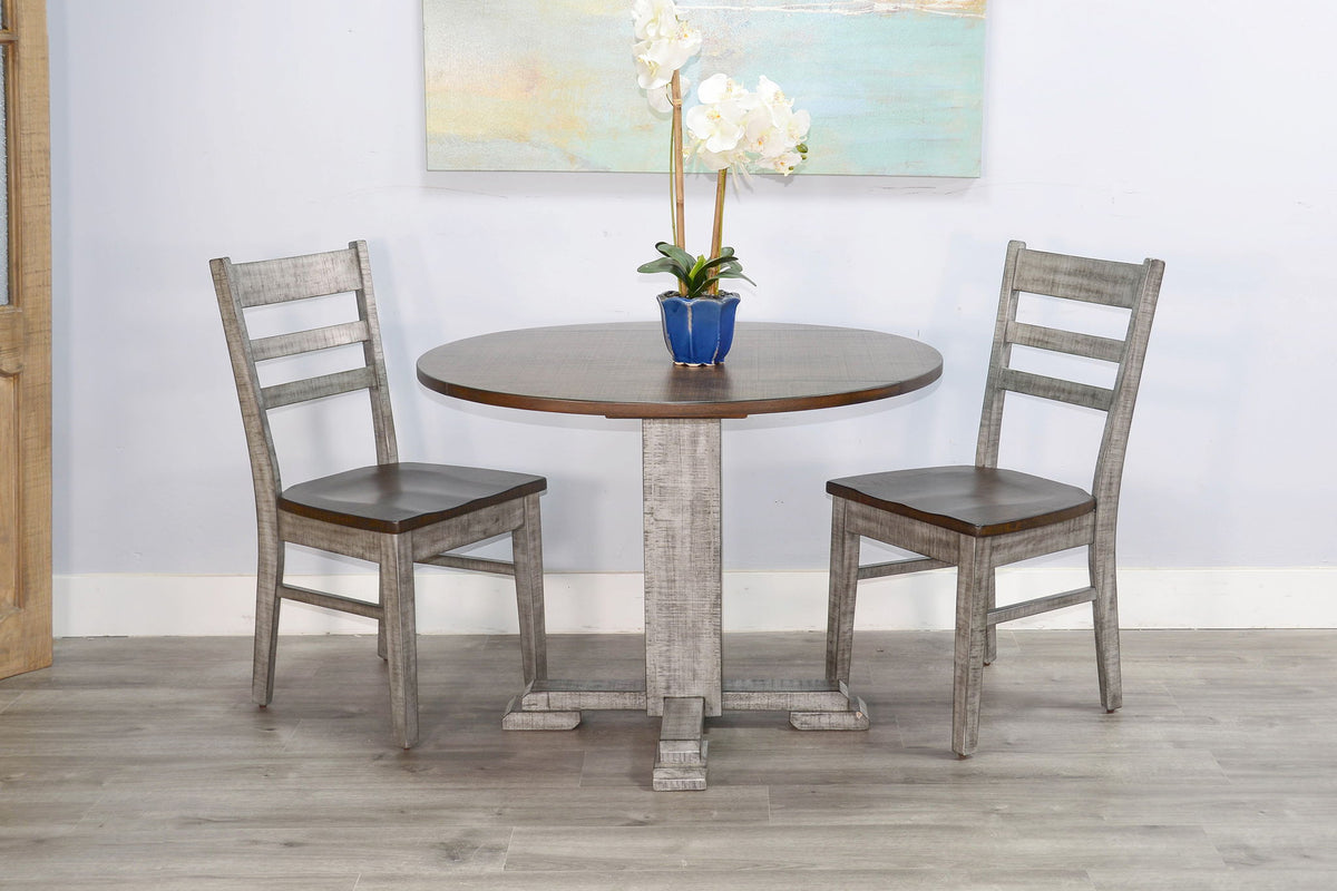 Homestead Hills - Drop Leaf Round Table - Tobacco Leaf / Alpine Gray