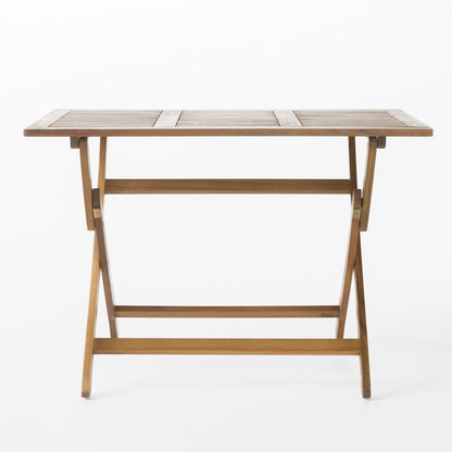 Blissique - Outdoor Foldable Wood Dining Table With Slat Design