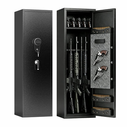 Rifle Safe, Biometric & Keypad Lock, Adjustable Gun Racks With Built In Alarm System
