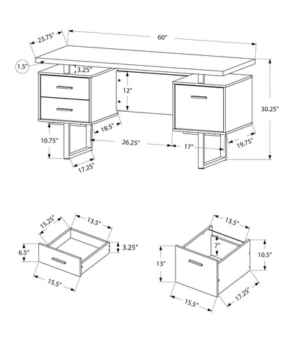 Computer Desk For Home Office, Laptop, Left, Right Set Up, Storage Drawers, Contemporary & Modern - Taupe