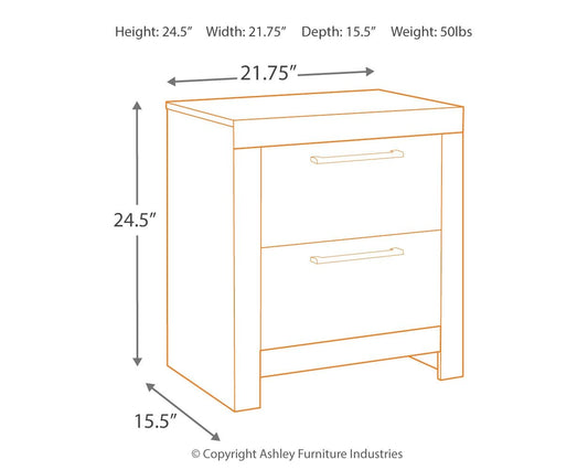 Derekson - Two Drawer Night Stand - Multi Gray