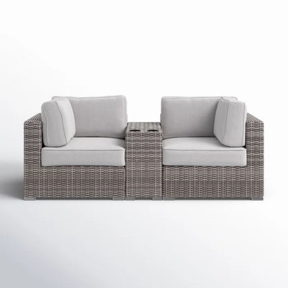 Handcrafted Outdoor Loveseat With Wicker Seating