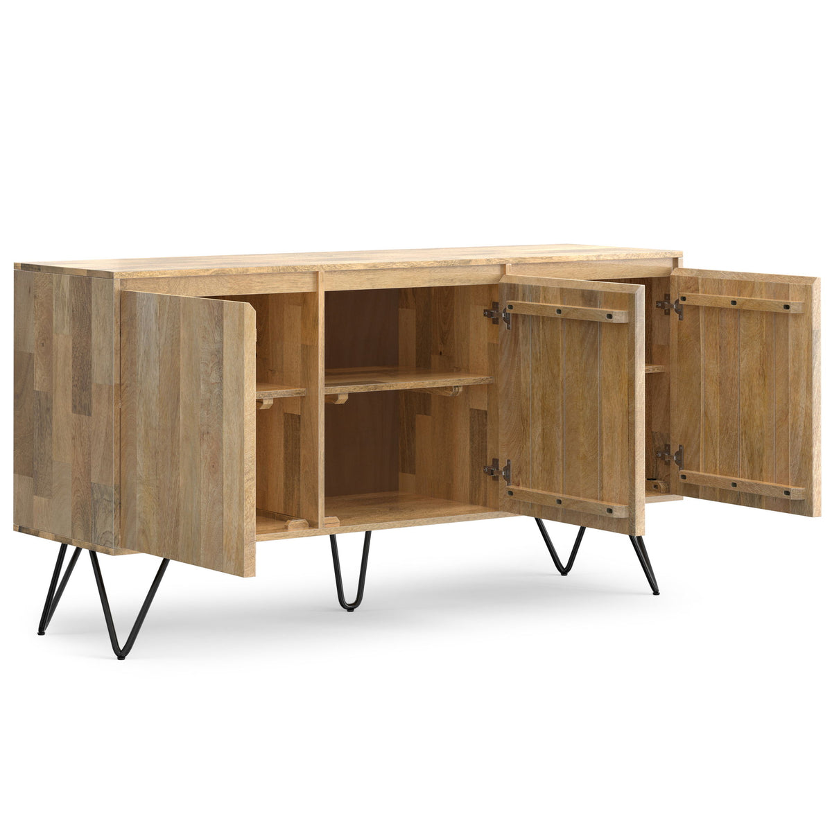 Hunter - 3 Door Sideboard Buffet With Hairpin Legs - Natural