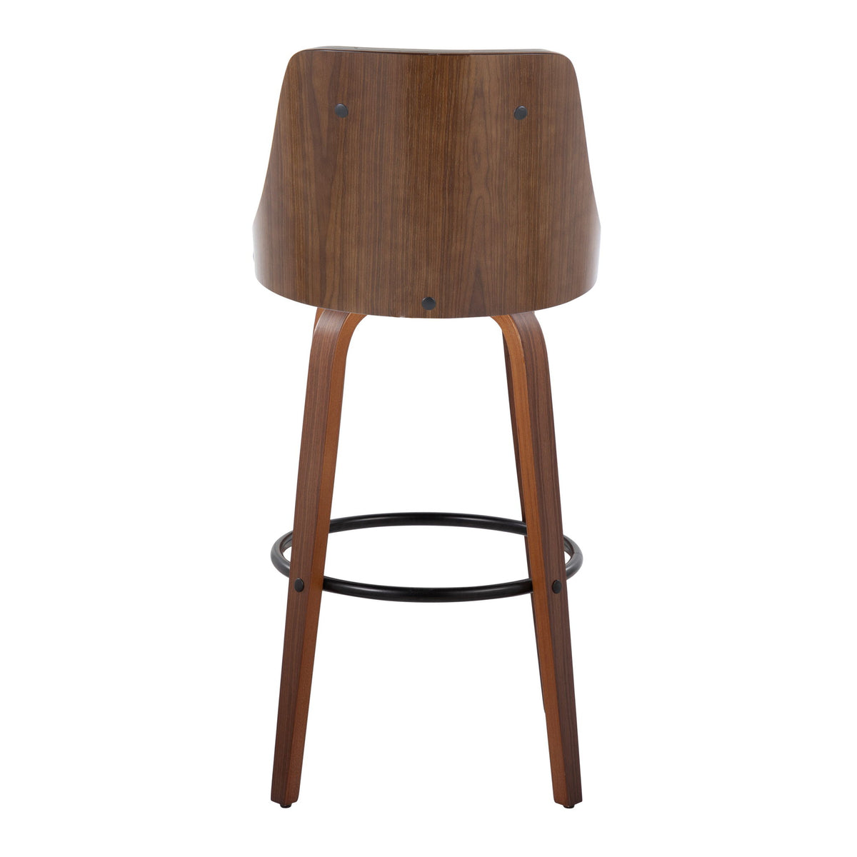 Gianna - Mid-Century Modern Fixed Height Barstool & Swivel With Round Footrest (Set of 2) - Gray