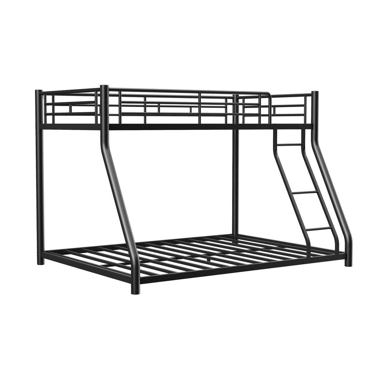 Bunk Bed Frame With Ladder And Guardrail, Heavy Duty Noise Free Design Metal Construction