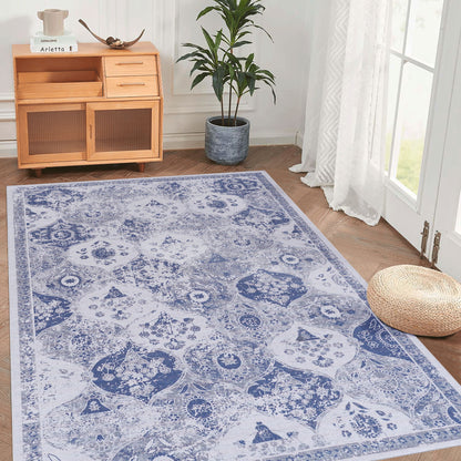 Maval - 6' X 9' Washable Area Rug - Blue