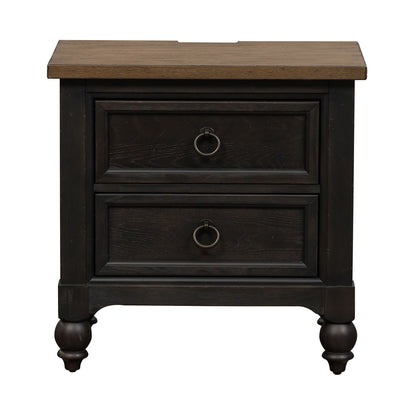 Americana Farmhouse - 2 Drawer Night Stand With Charging Station