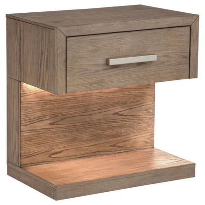 Gibbons - 1 Drawer Nightstand With LED Light - Brown