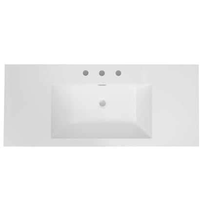 Vanity Top With 3 Faucet Holes, Rectangular Basin For Bathroom - White
