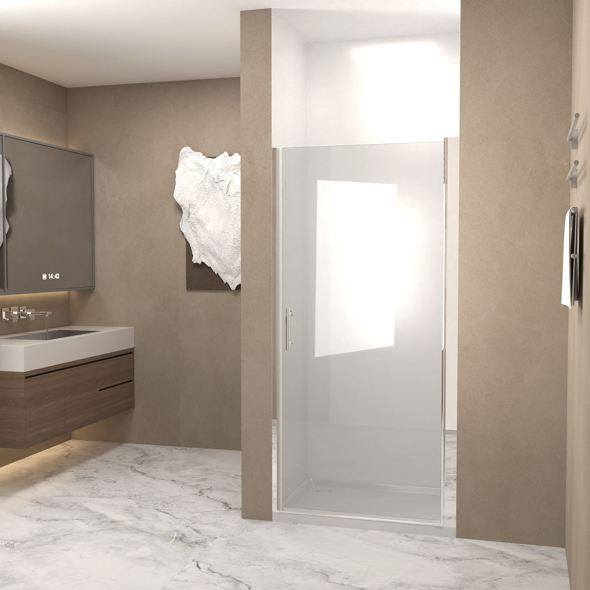 Shower Door & Tempered Glass With Safety Film - Chrome